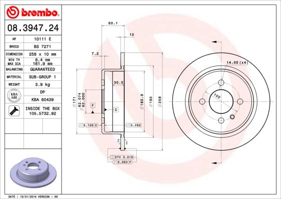 Brembo 08.3947.24 - Discofreno www.autoricambit.com