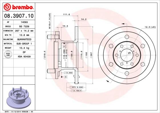 Brembo 08.3907.10 - Discofreno www.autoricambit.com