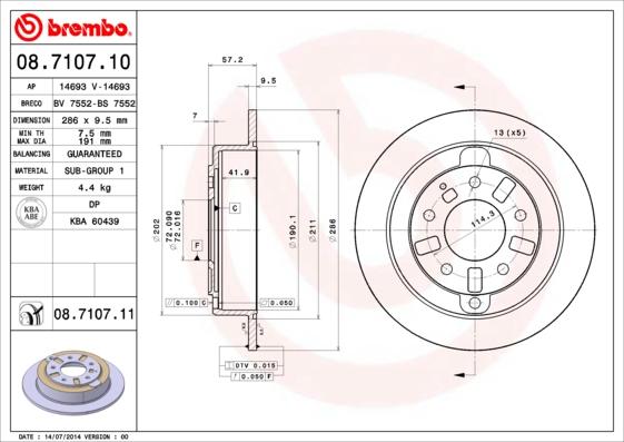 Brembo 08.7107.10 - Discofreno www.autoricambit.com