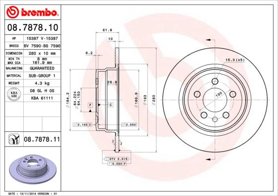 Brembo 08.7878.10 - Discofreno www.autoricambit.com