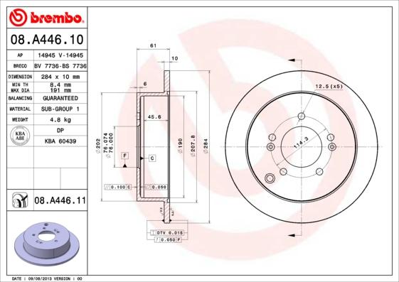 Brembo 08.A446.10 - Discofreno www.autoricambit.com