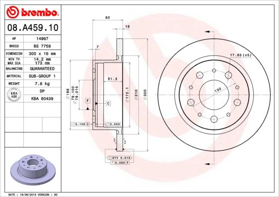 Brembo 08.A459.10 - Discofreno www.autoricambit.com