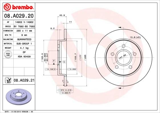 Brembo 08.A029.21 - Discofreno www.autoricambit.com