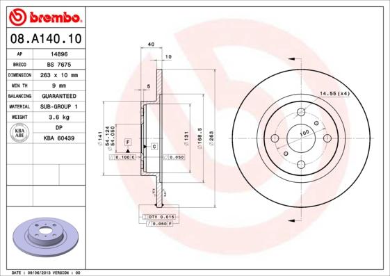 Brembo 08.A140.10 - Discofreno www.autoricambit.com