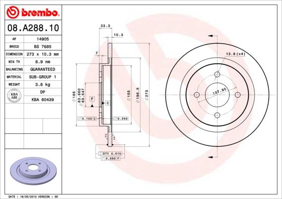 Brembo 08.A288.10 - Discofreno www.autoricambit.com