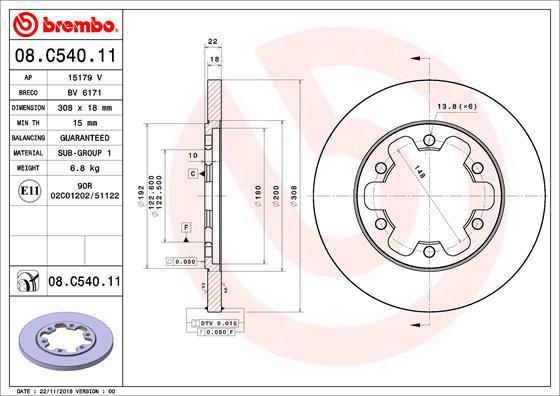 Brembo 08.C540.11 - Discofreno www.autoricambit.com