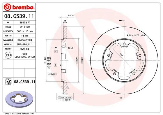 Brembo 08.C539.11 - Discofreno www.autoricambit.com