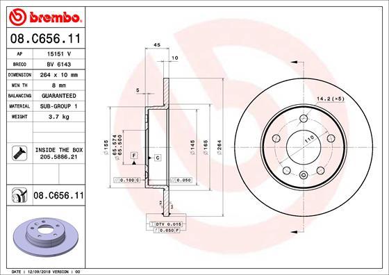 Brembo 08.C656.11 - Discofreno www.autoricambit.com