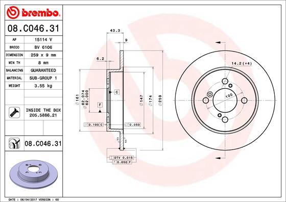 Brembo 08.C046.31 - Discofreno www.autoricambit.com