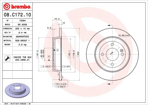 Brembo 08.C172.10 - Discofreno www.autoricambit.com