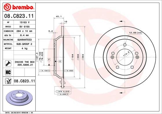 Brembo 08.C823.11 - Discofreno www.autoricambit.com