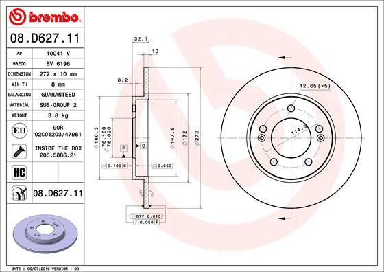 Brembo 08.D627.11 - Discofreno www.autoricambit.com