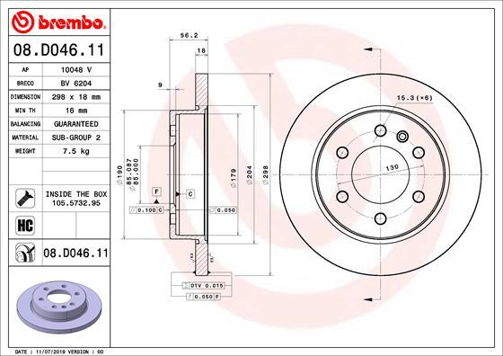 Brembo 08.D046.11 - Discofreno www.autoricambit.com