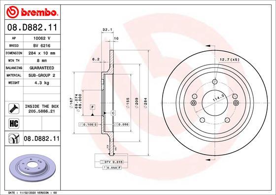 Brembo 08.D882.11 - Discofreno www.autoricambit.com