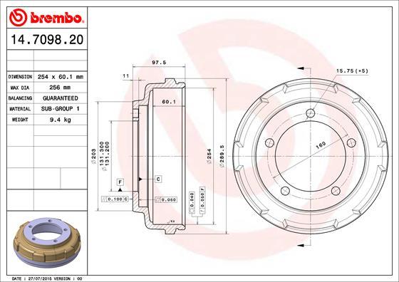 Brembo 14.7098.20 - Tamburo freno www.autoricambit.com