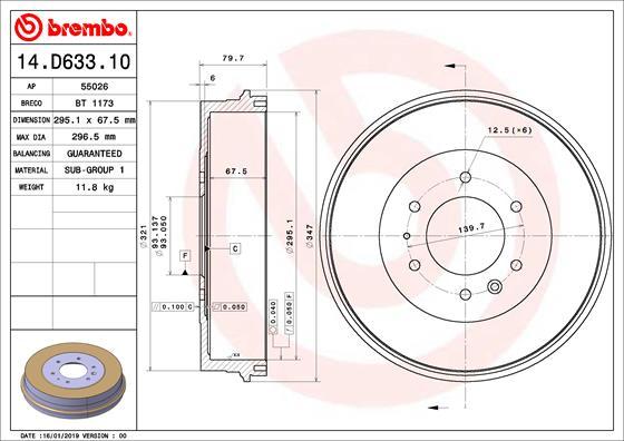 Brembo 14.D633.10 - Tamburo freno www.autoricambit.com