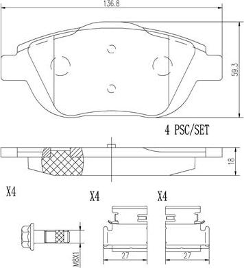 Brembo P61103N - Kit pastiglie freno, Freno a disco www.autoricambit.com