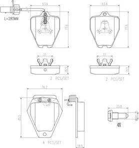 Brembo P85096N - Kit pastiglie freno, Freno a disco www.autoricambit.com