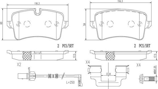 Brembo P85119N - Kit pastiglie freno, Freno a disco www.autoricambit.com