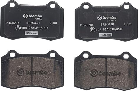 Brembo P 36 020X - Kit pastiglie freno, Freno a disco www.autoricambit.com