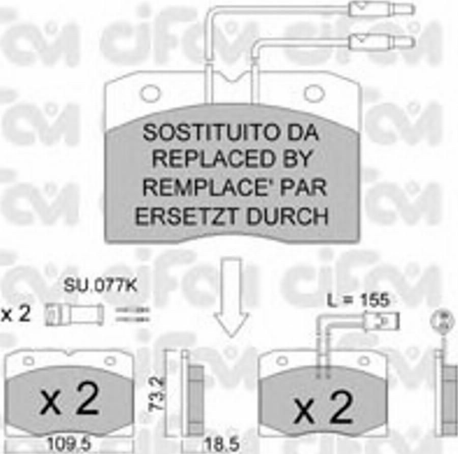 Cifam 822-051-1 - Kit pastiglie freno, Freno a disco www.autoricambit.com