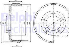 Delphi BF478 - Tamburo freno www.autoricambit.com