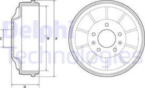 Delphi BF562 - Tamburo freno www.autoricambit.com