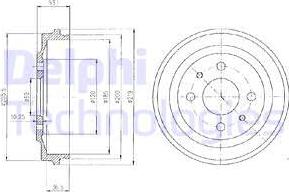 Delphi BF136 - Tamburo freno www.autoricambit.com