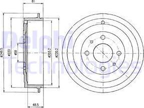 Delphi BF366 - Tamburo freno www.autoricambit.com