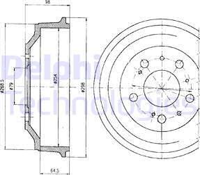 Delphi BF327 - Tamburo freno www.autoricambit.com