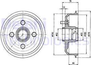 Delphi BF229 - Tamburo freno www.autoricambit.com