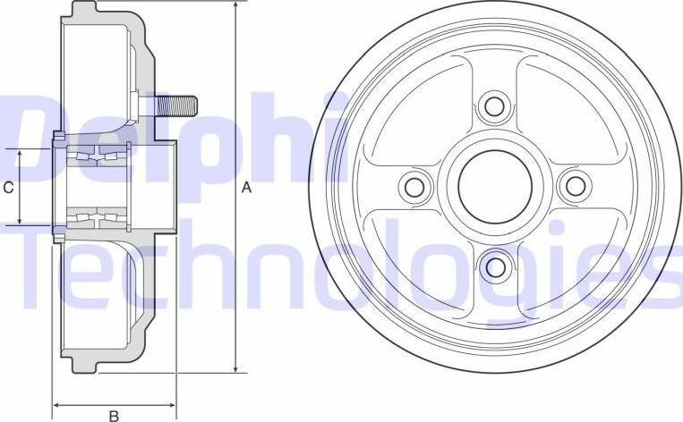 Delphi BFR567 - Tamburo freno www.autoricambit.com