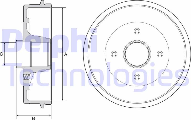 Delphi BFR538 - Tamburo freno www.autoricambit.com