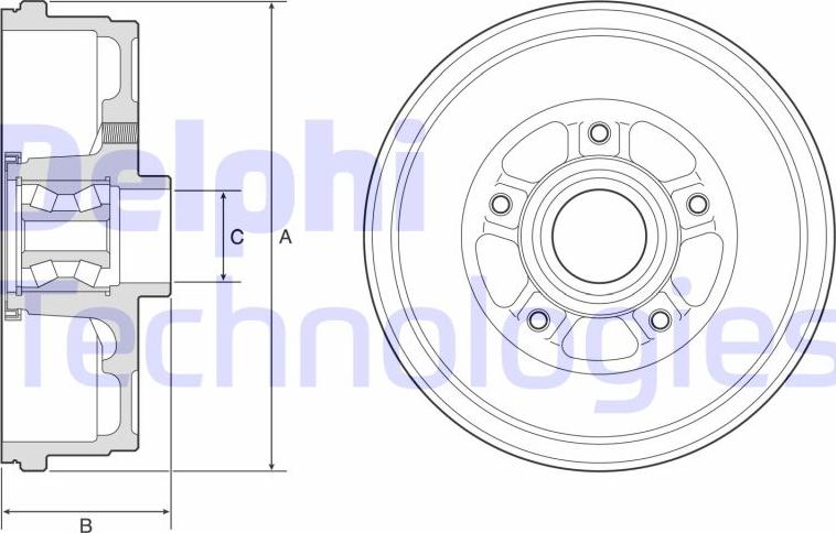 Delphi BFR611 - Tamburo freno www.autoricambit.com