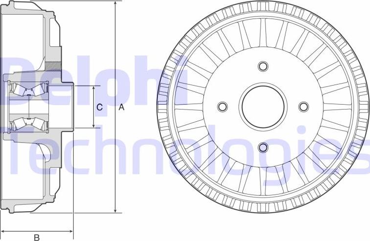 Delphi BFR768 - Tamburo freno www.autoricambit.com