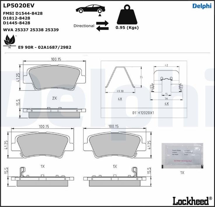 Delphi LP5020EV - Kit pastiglie freno, Freno a disco www.autoricambit.com