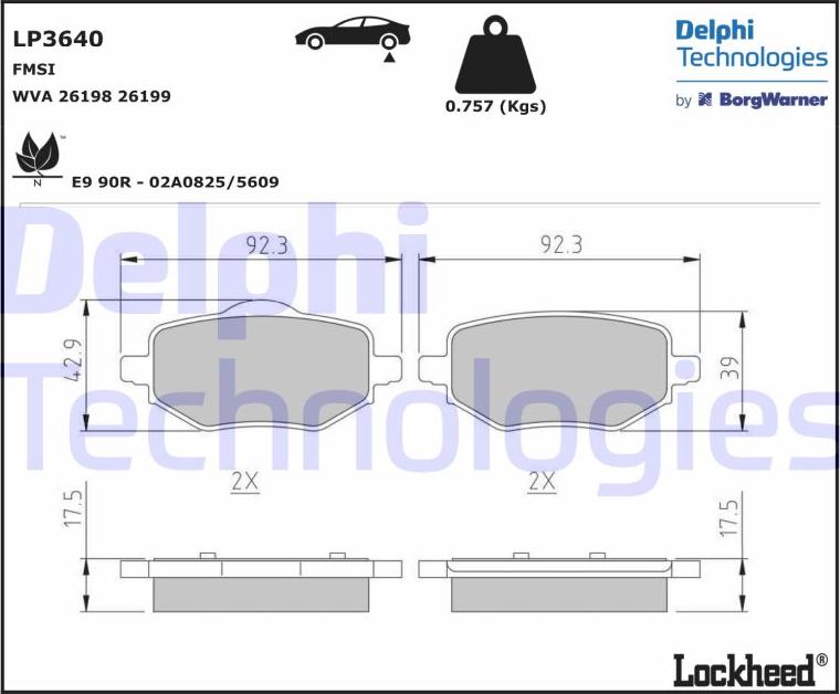 Delphi LP3640 - Kit pastiglie freno, Freno a disco www.autoricambit.com