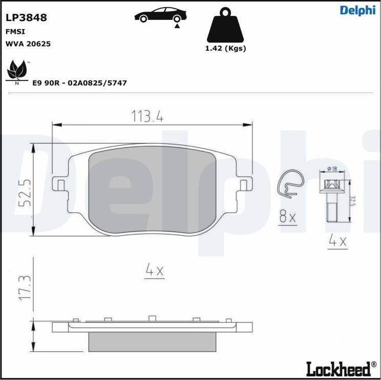 Delphi LP3848 - Kit pastiglie freno, Freno a disco www.autoricambit.com