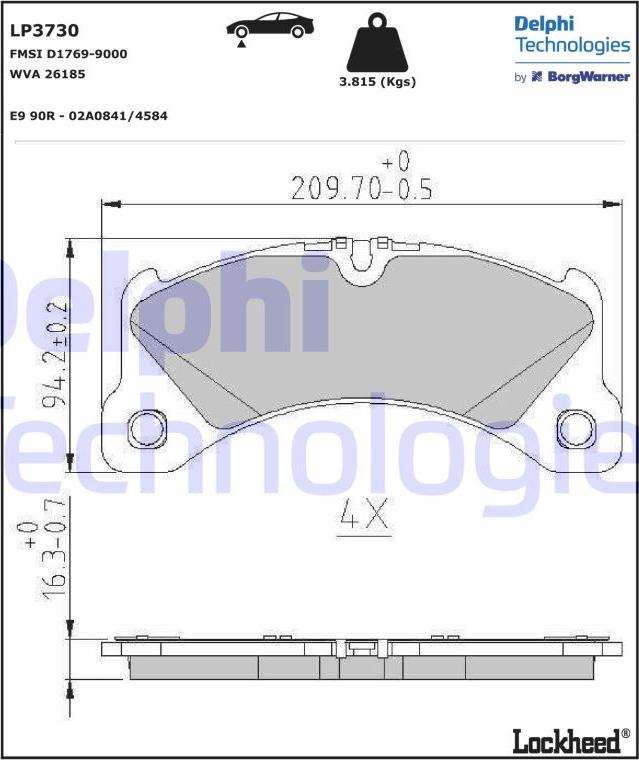 Delphi LP3730 - Kit pastiglie freno, Freno a disco www.autoricambit.com