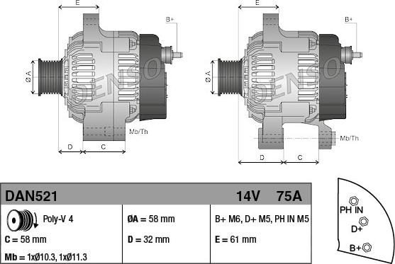 Denso DAN521 - Alternatore www.autoricambit.com