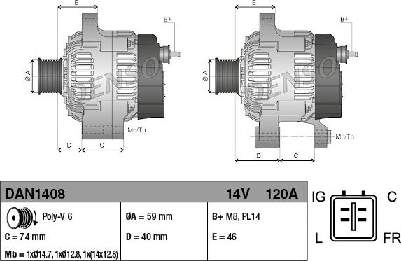 Denso DAN1408 - Alternatore www.autoricambit.com