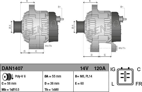 Denso DAN1407 - Alternatore www.autoricambit.com