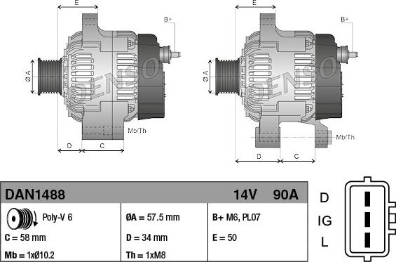 Denso DAN1488 - Alternatore www.autoricambit.com