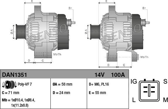 Denso DAN1351 - Alternatore www.autoricambit.com