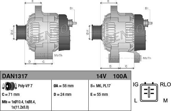 Denso DAN1317 - Alternatore www.autoricambit.com