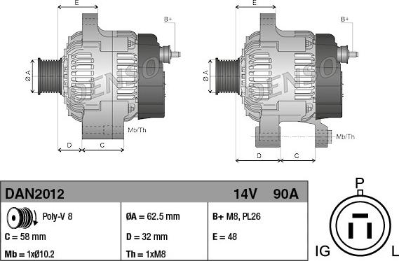 Denso DAN2012 - Alternatore www.autoricambit.com