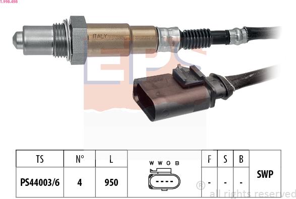 EPS 1.998.498 - Sonda lambda www.autoricambit.com