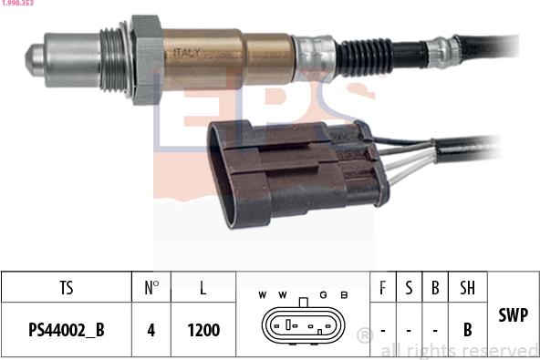 EPS 1.998.353 - Sonda lambda www.autoricambit.com