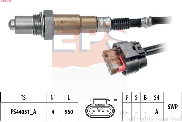 EPS 1.998.376 - Sonda lambda www.autoricambit.com