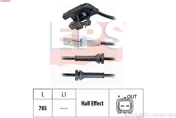 EPS 1.960.031 - Sensore, N° giri ruota www.autoricambit.com
